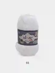 Белый пряжа плюшевая Alize Velluto, 100% микрополиэстер, 100 г, 68 м