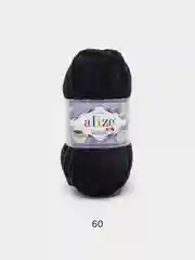 Черный пряжа плюшевая Alize Velluto, 100% микрополиэстер, 100 г, 68 м