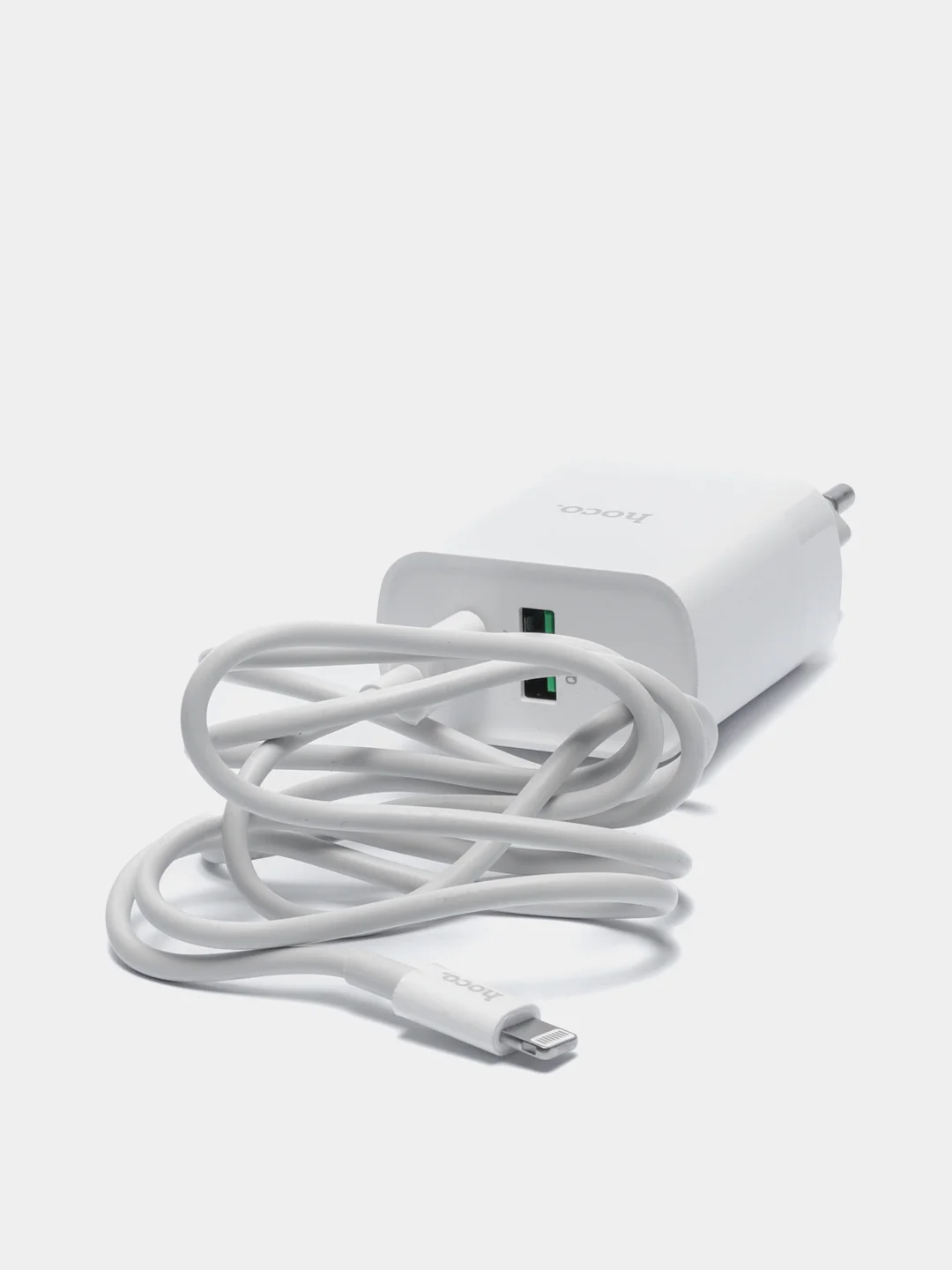 Сетевое зарядное устройство Hoco C80A, быстрая зарядка QC 3.0 + кабель Type-C to Lightning