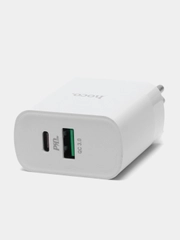 Сетевое зарядное устройство Hoco C80A, быстрая зарядка QC 3.0 + кабель Type-C to Lightning