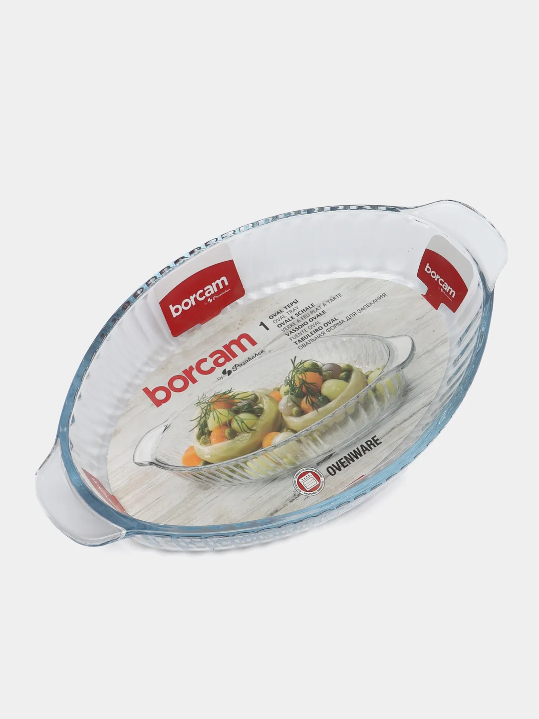 Форма для запекания овальная с ручками, рефленая,Borcam  730 мл 59724 OB