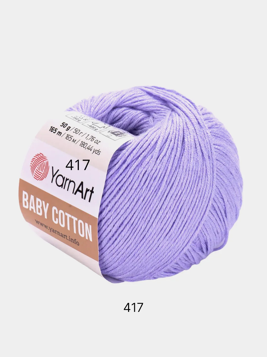 Лавандовый пряжа YarnArt Baby Cotton, 50% хлопок, 50% акрил, 50 г, 165 м
