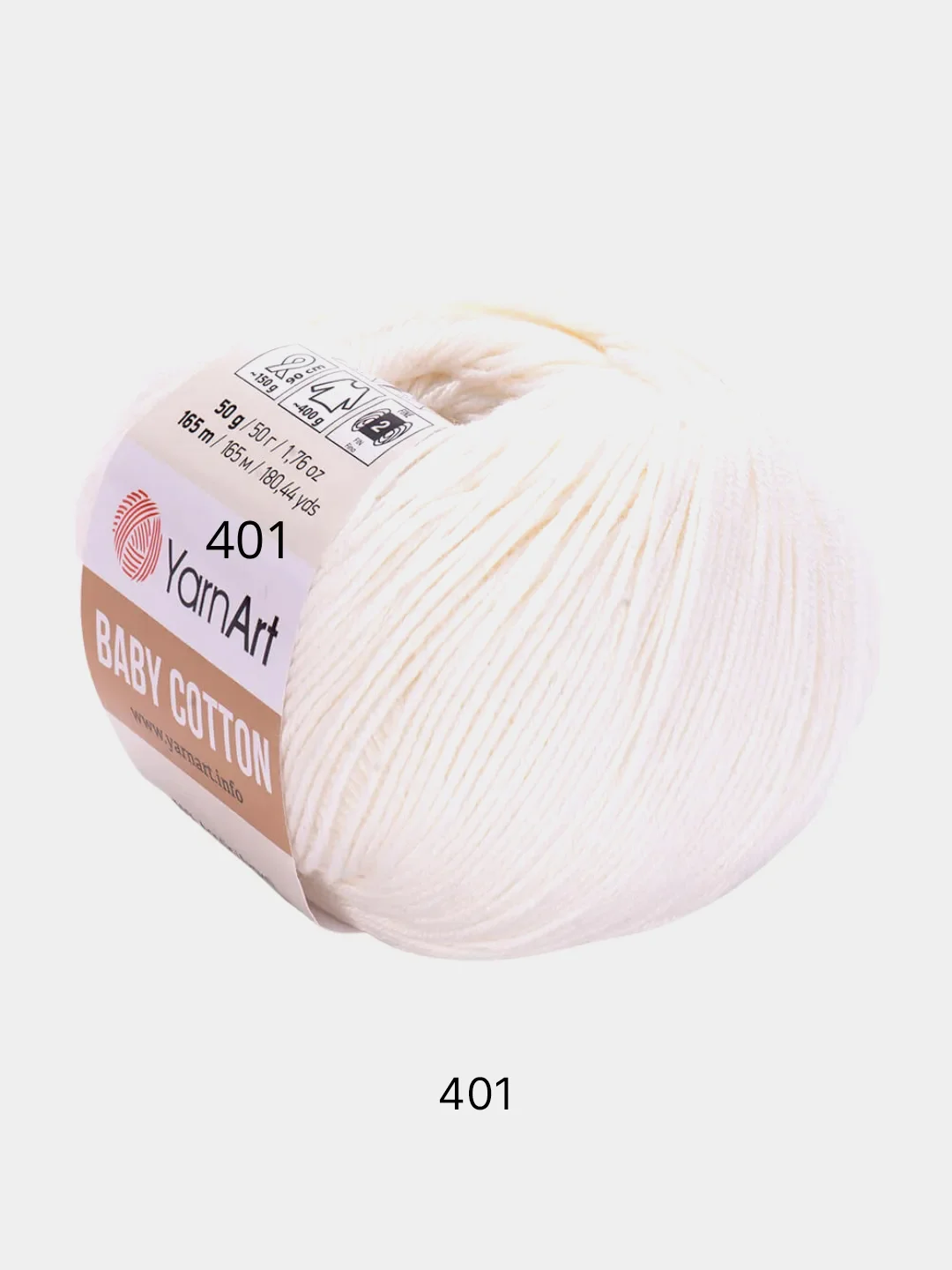Белый пряжа YarnArt Baby Cotton, 50% хлопок, 50% акрил, 50 г, 165 м