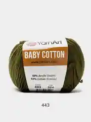 Зелёный хаки пряжа YarnArt Baby Cotton, 50% хлопок, 50% акрил, 50 г, 165 м