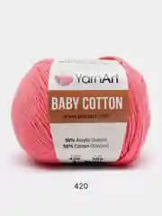 Коралловый меланж пряжа YarnArt Baby Cotton, 50% хлопок, 50% акрил, 50 г, 165 м