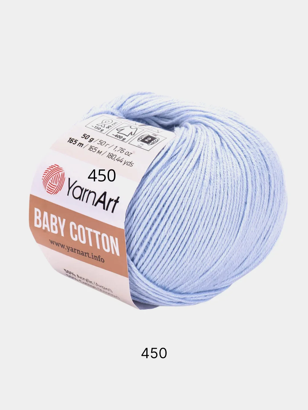 Ледяной пряжа YarnArt Baby Cotton, 50% хлопок, 50% акрил, 50 г, 165 м