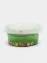 Зеленый прозрачный слайм с фруктами