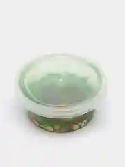 Зеленый прозрачный слайм с фруктами