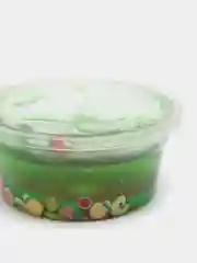 Зеленый прозрачный слайм с фруктами