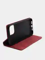 Бордовый чехол для iPhone 13 Pro Max с карманом для карт и подставкой