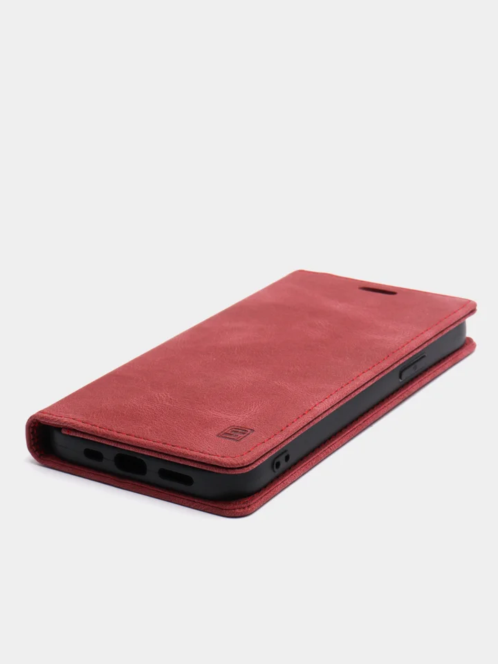 Бордовый чехол для iPhone 12/ 12 Pro, с карманом для карт и подставкой