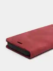 Бордовый чехол для iPhone 12/ 12 Pro, с карманом для карт и подставкой