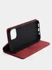 Бордовый чехол для iPhone 12/ 12 Pro, с карманом для карт и подставкой