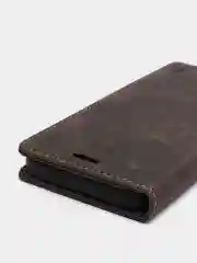 Тёмно-коричневый чехол для iPhone 12/ 12 Pro, с карманом для карт и подставкой