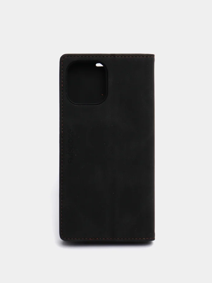 Черный чехол для iPhone 12 Pro Max с карманом для карт и подставкой