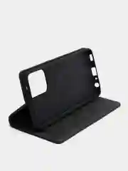Черный чехол для Samsung A52 с карманом для карт и подставкой