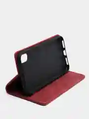 Бордовый чехол для iPhone X/ Xs с карманом для карт и подставкой