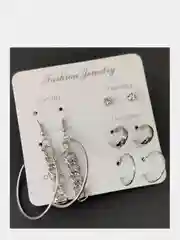Серебряный серьги женские 5 пар, 2 цвета