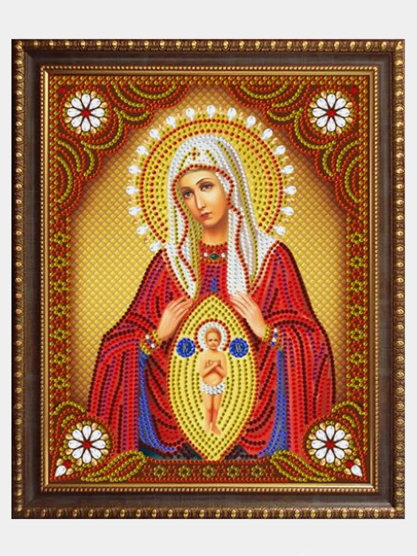 Алмазная мозаика "Икона Помощница в родах" KDA010, 27*33 см