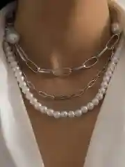Комплект цепочек на шею с жемчугом