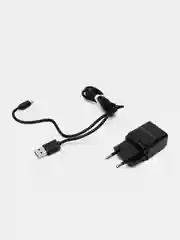 Черный блок питания с кабелем Micro-USB, зарядное устройство, 1USB, 1A, More Choice NC33