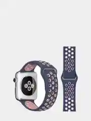 Синий меланж спортивный силиконовый ремешок для смарт-часов Apple Watch
