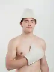 Белый набор для бани и сауны(шапка, варежка, коврик)/Банный набор/Подарочный набор