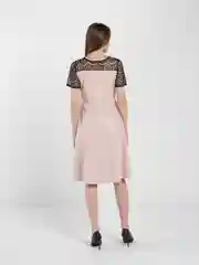 Конфетный платье женское из экокожи, с гипюром