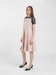 Конфетный платье женское из экокожи, с гипюром