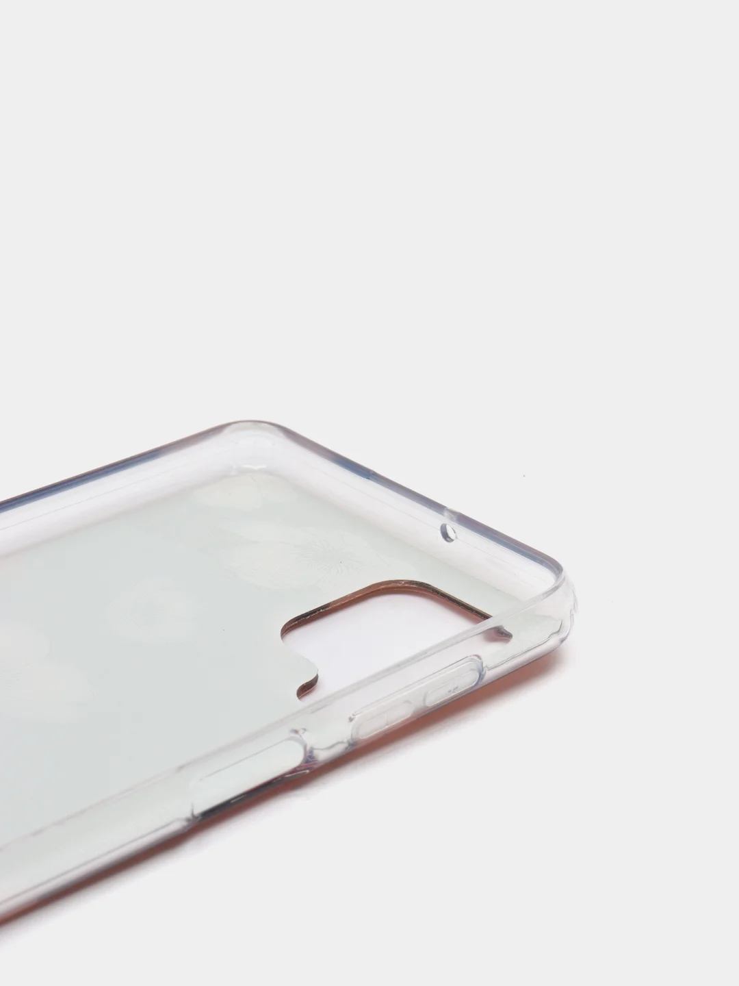 Темно-синий чехол Samsung Galaxy M32, Самсунг Галакси М32 силиконовый с мраморным рисунком и цветами