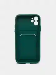 Зеленый чехол для iPhone 11, 12, 13, Pro, Max, 7, 8, Plus, с карманом для карт, защита камеры