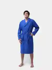 Синий халат вафельный мужской Великан, Макси, банный, домашний, 100% хлопок р.56-62
