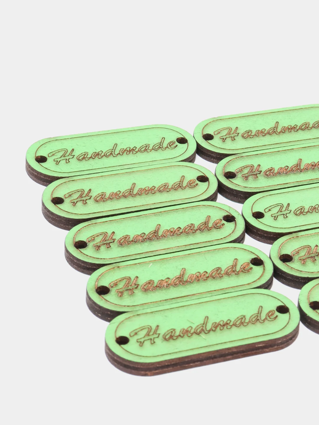 Зеленый бирка "Hand made" 5х2 см МИКС