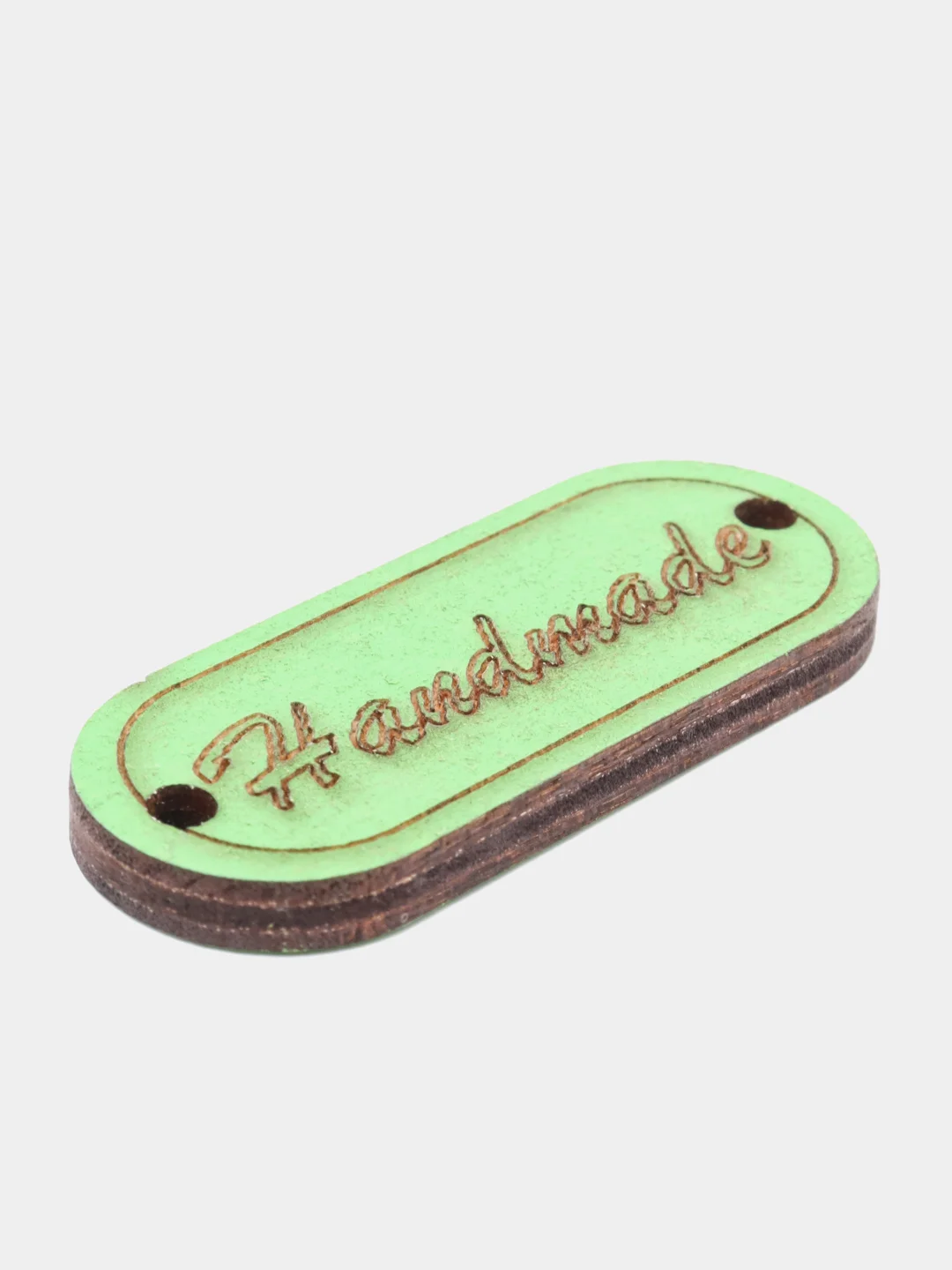 Зеленый бирка "Hand made" 5х2 см МИКС