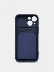 Синий чехол силиконовый, с карманом для карты для Айфон 13, 12, 11 Pro Max, Mini, X, XR, 7, 8, Plus