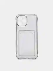 Серый чехол силиконовый с карманом для карты айфон 13, 12, 11 Pro Max, Mini, X, XR, 7, 8, Plus