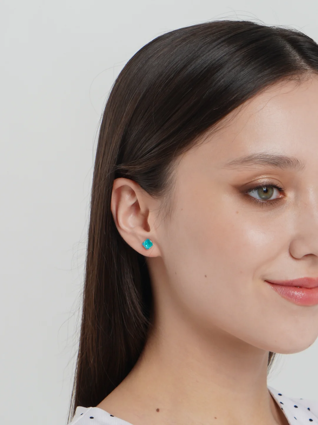 Бирюзовый серьги-гвоздики Swarovski (квадрат), Xuping