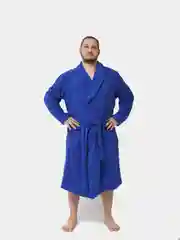 Синий халат махровый мужской, банный, домашний, 100% хлопок р.42-54