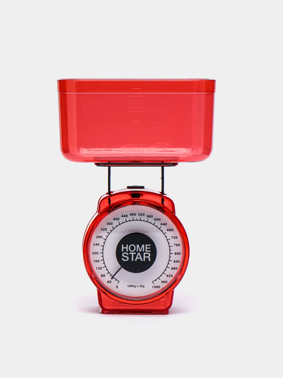 Весы кухонные HOMESTAR HS-3004М, механические, до 1 кг, чаша 0.5 л, красные