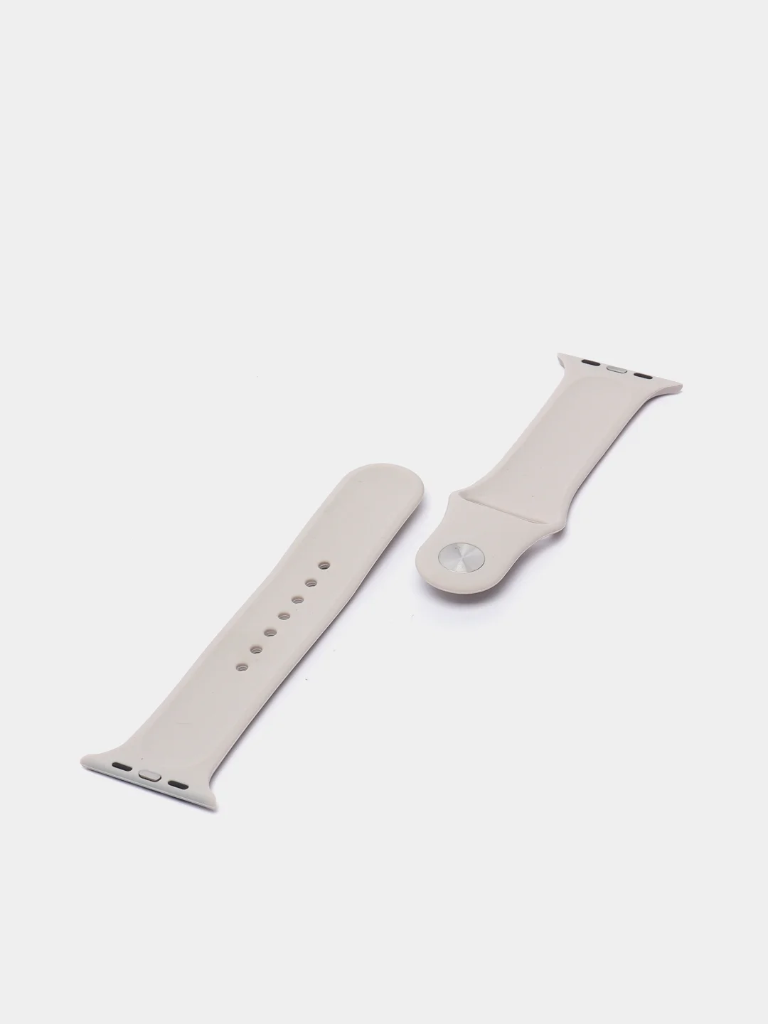 Серебряный силиконовый ремешок для Apple Watch 3, 4, 5, 6, 7, SE на 38/42/40/44