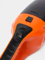 Оранжевый пылесос автомобильный мощностью 120 W, без мешка