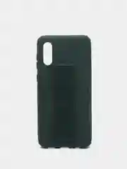Тёмно-зелёный чехол Samsung Galaxy A02, Самсунг Галакси А02 силиконовый рифленый с подставкой