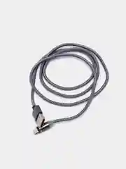 Тёмно-серый кабель зарядный магнитный тканевый MicroUSB/Type-C/Lightning  2.4A, Айфон, Андроид,головка