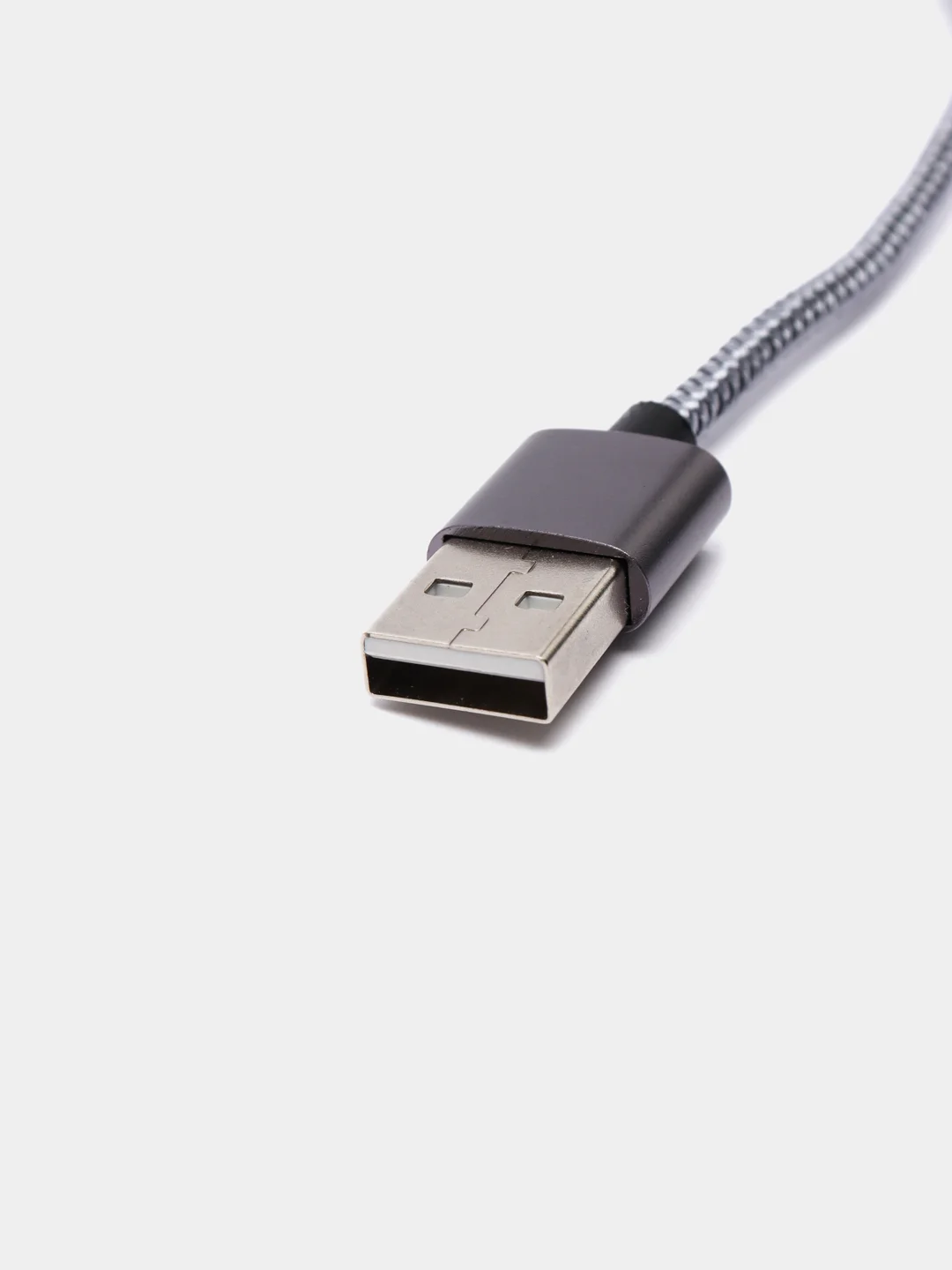Тёмно-серый кабель зарядный магнитный тканевый MicroUSB/Type-C/Lightning  2.4A, Айфон, Андроид,головка