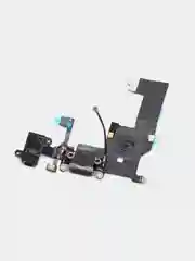 Шлейф iPhone 5 с разъемом для зарядки и аудио, микрофоном, кнопкой home и антенной, черный