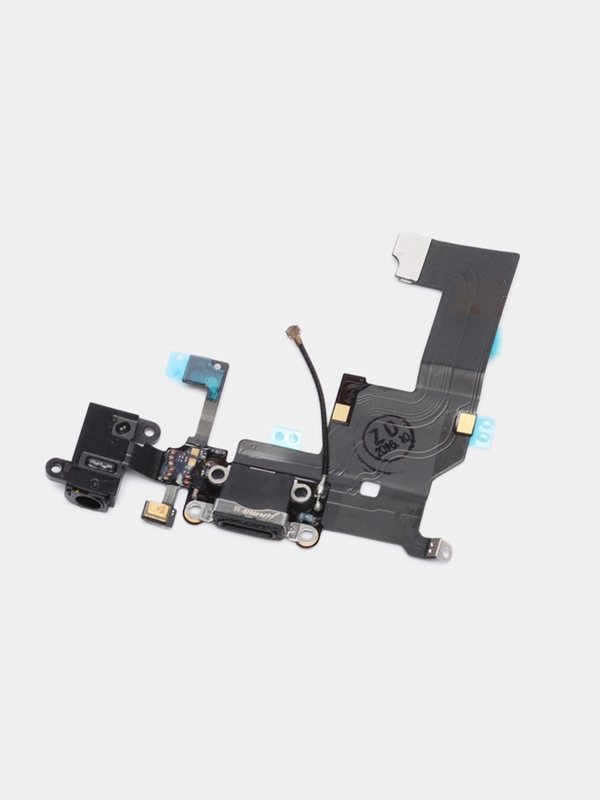 Шлейф iPhone 5 с разъемом для зарядки и аудио, микрофоном, кнопкой home и антенной, черный