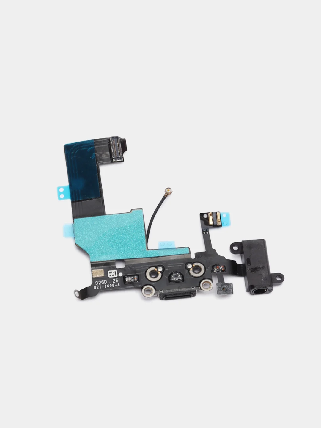 Шлейф iPhone 5 с разъемом для зарядки и аудио, микрофоном, кнопкой home и антенной, черный
