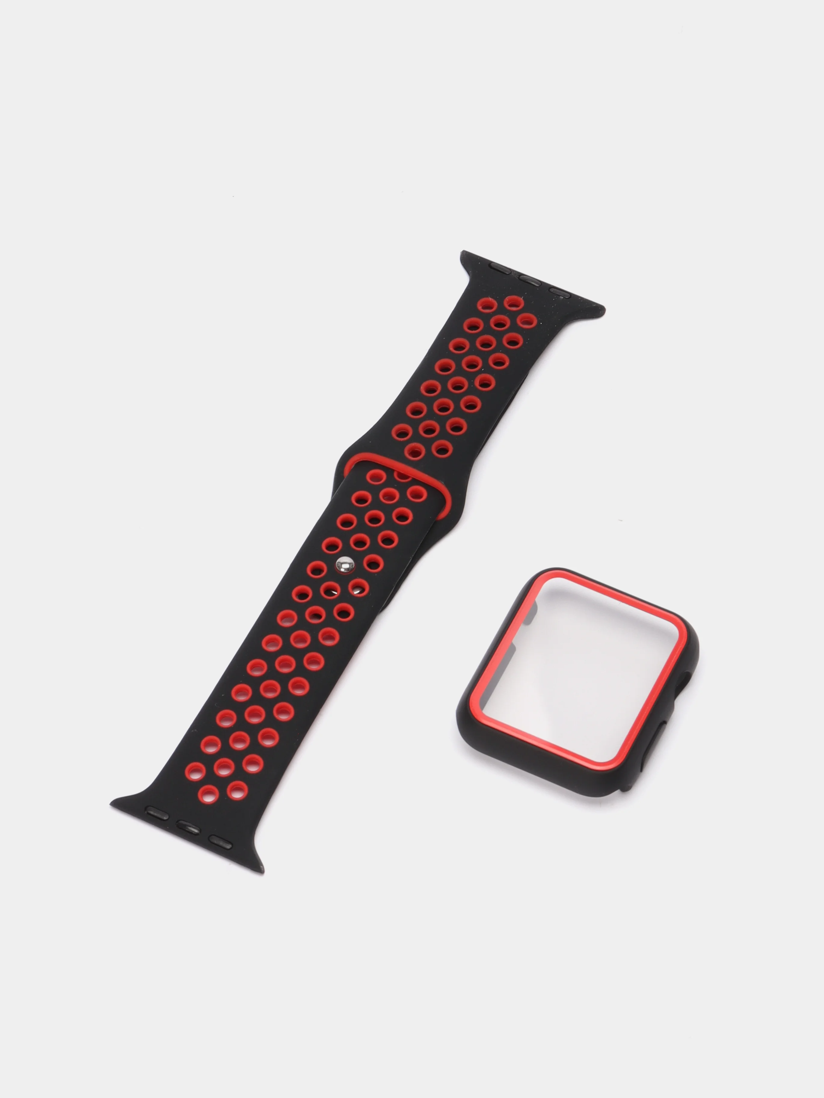 Красный ремешок, бампер и стекло Apple Watch Classic 38 40 42 44 mm Series 1, 2, 3, 4, 5, 6, SE