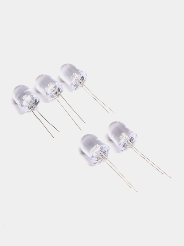 5 штук Светодиод 10мм синий прозрачная линза 40Kd 3.4v 10d