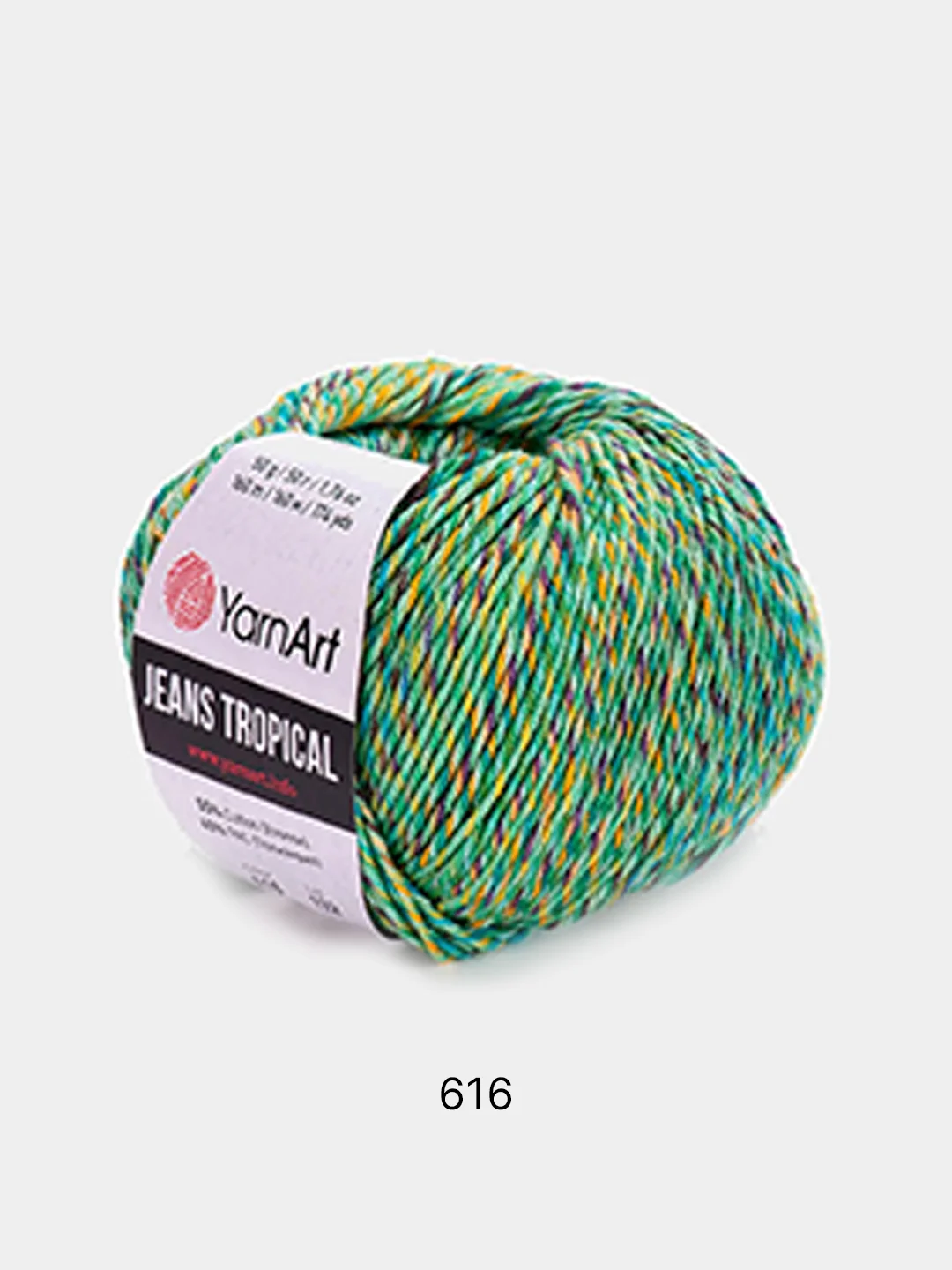 Зеленый пряжа YarnArt Jeans Tropical 55% Хлопок 45% Акрил 50г 160м  Ярн Арт Джинс Тропикал